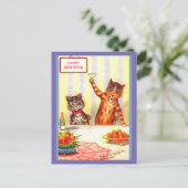 Nieuw jaar Kat Humor  Antropomorfe Kunst Briefkaart (Staand voorkant)