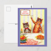 Nieuw jaar Kat Humor  Antropomorfe Kunst Briefkaart (Voorkant / Achterkant)