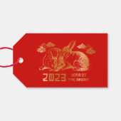 Nieuw jaar konijn Chinese Zodiac Lunar Cadeaulabel (Achterkant Horizontaal)