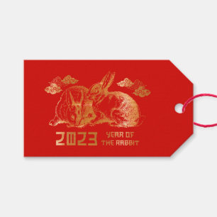 Nieuw jaar konijn Chinese Zodiac Lunar Cadeaulabel