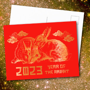 Nieuw jaar konijn Chinese Zodiac Lunar Feestdagenkaart