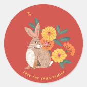 Nieuw jaar konijnenvakantie ronde sticker (Voorkant)