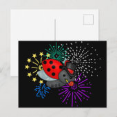 Nieuw jaar Ladybug Briefkaart (Voorkant / Achterkant)