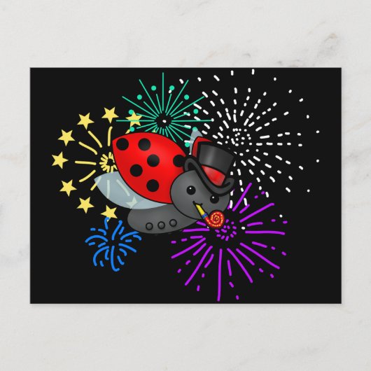 Nieuw jaar Ladybug Briefkaart (Voorkant)