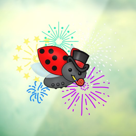 Nieuw jaar Ladybug Raamsticker (Vel 3)