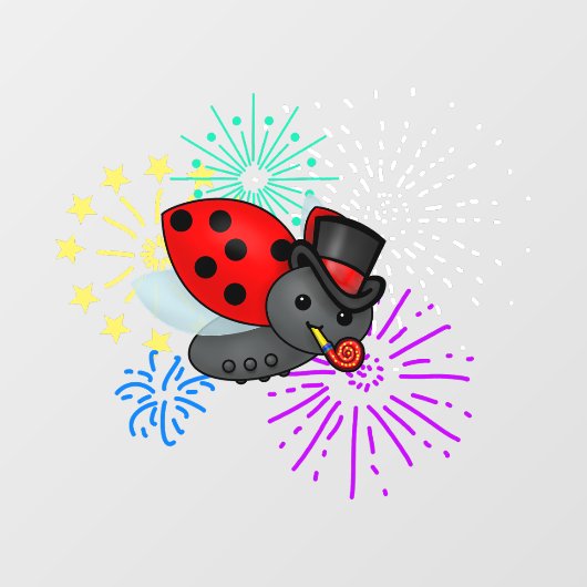 Nieuw jaar Ladybug Raamsticker (Vel)