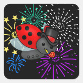 Nieuw jaar Ladybug Vierkante Sticker (Voorkant)