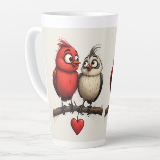Nieuw Jaar, Liefde, Vogels Latte Mok (Linkerhoek)