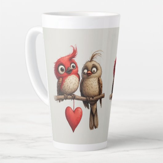 Nieuw Jaar, Liefde, Vogels Latte Mok (Linkerhoek)