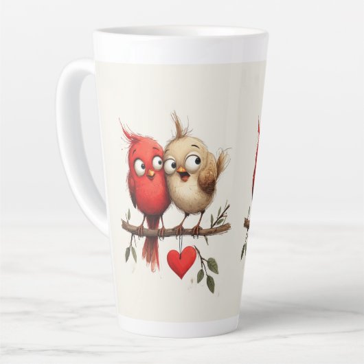 Nieuw Jaar, Liefde, Vogels Latte Mok (Linkerhoek)