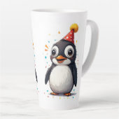 Nieuw jaar, liefde, vogels, pinguïns latte mok (Rechterhoek)