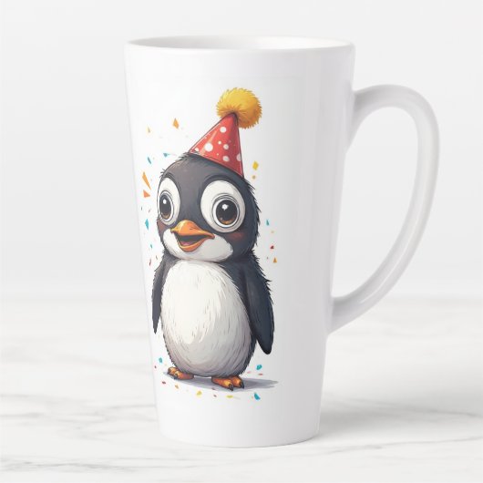 Nieuw jaar, liefde, vogels, pinguïns latte mok (Rechts)