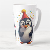 Nieuw jaar, liefde, vogels, pinguïns latte mok (Rechterhoek)