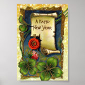 Nieuw jaar met vier lederen klap poster (Voorkant)