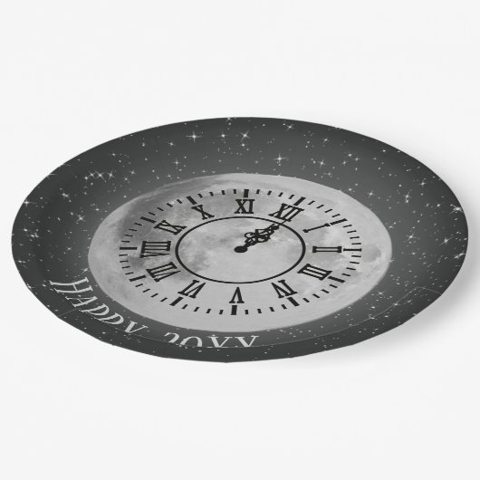 Nieuw jaar Midnight Clock on Moon Paper Bord (Gekanteld)