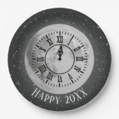 Nieuw jaar Midnight Clock on Moon Paper Bord (Voorkant)
