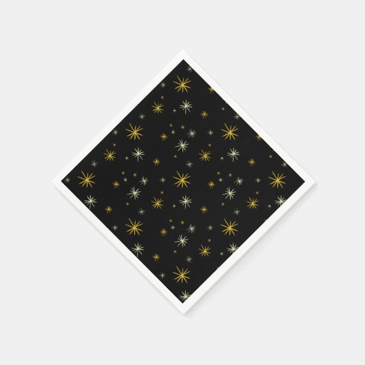 Nieuw jaar Modern Gold Starbursts patroonstijlvol Servetten (Hoek)