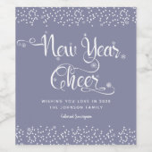 Nieuw jaar: moderne witte sneeuwvlokken, grijs aan wijn etiket (Enkel label)