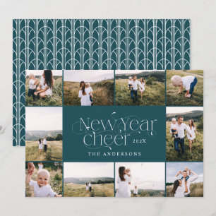 Nieuw jaar multi-fotoelegant art Deco modern Holid Feestdagenkaart