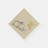 Nieuw jaar n van het schilderen van de waterbuffel servet (Hoek)