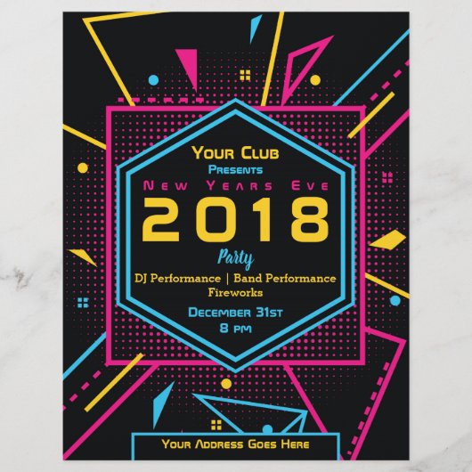 Nieuw jaar neonstijl flyer (Voorkant)