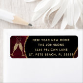 Nieuw jaar Nieuw adres: Burgundy Gold Return Home Etiket (Insitu)