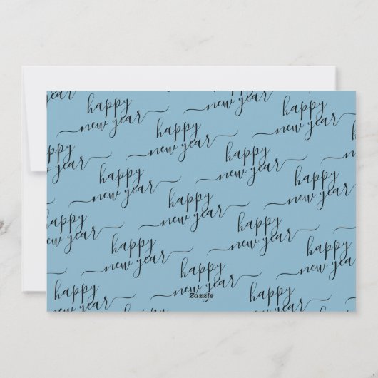 Nieuw jaar Nieuw Baby Elegant Script 3 Foto Blauw Feestdagenkaart (Achterkant)