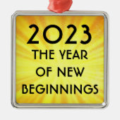 Nieuw jaar Nieuw begin 2023 Metaal Ornament (Voorkant)