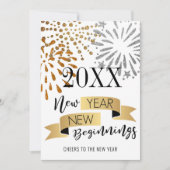 Nieuw jaar Nieuw begin Festive Fireworks Gold Feestdagenkaart (Voorkant)