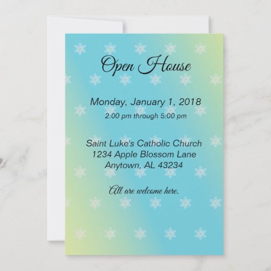 Nieuw jaar Nieuw begin Open House Kaart (Achterkant)