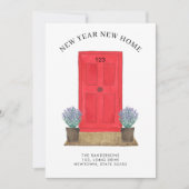 Nieuw Jaar Nieuw Huis Rode Deur Bewegen Aankondiging (Voorkant)