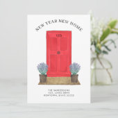 Nieuw Jaar Nieuw Huis Rode Deur Bewegen Aankondiging (Staand voorkant)