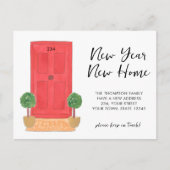 Nieuw Jaar Nieuw Huis Rode Deur Bewegen Aankondigingskaart (Voorkant)