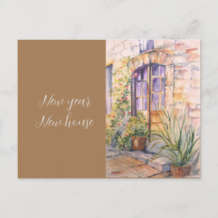 Nieuw jaar nieuw huis  waterverf briefkaart