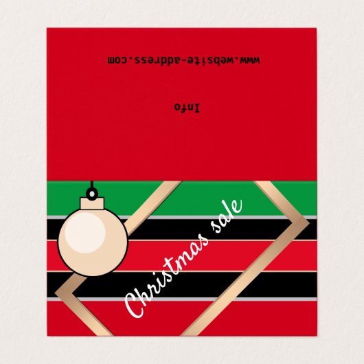 nieuw jaar, nieuw jaar, verkoopkorting visitekaartje (Buitenkant ongevouwen)