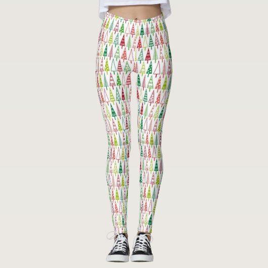 Nieuw jaar nieuw jaar wit kerstboomfeest leggings (Voorkant)