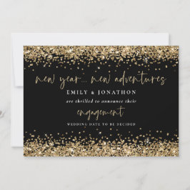 Nieuw Jaar Nieuwe Avonturen Gouden Glitter Verlovi Aankondiging