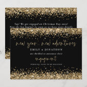 Nieuw Jaar Nieuwe Avonturen Gouden Glitter Verlovi Aankondiging (Voorkant / Achterkant)
