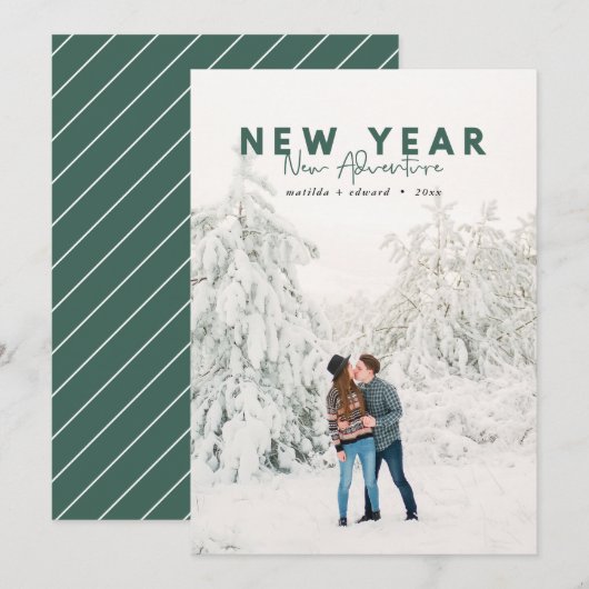 Nieuw jaar nieuwe avontuurlijke fotokaart (Voorkant / Achterkant)