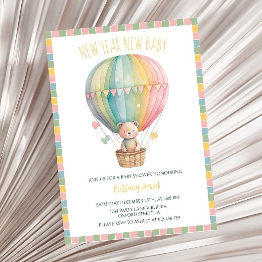 Nieuw Jaar Nieuwe Baby Teddy Bear Baby shower Kaart