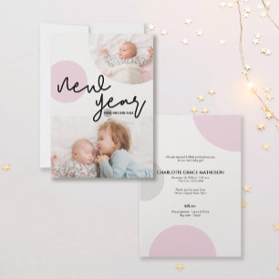 Nieuw jaar nieuwe Beginningen Roze Stippen Baby me Aankondiging
