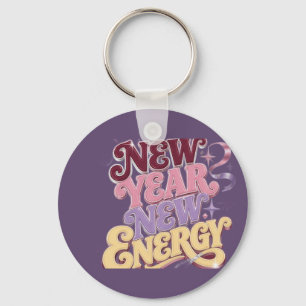 Nieuw Jaar Nieuwe Energie – Trendy Retro Nieuw Jaa Sleutelhanger