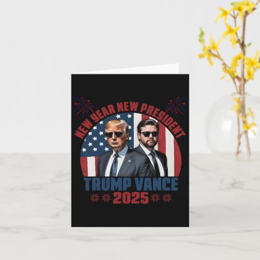 Nieuw Jaar Nieuwe President Trump Vance President  Kaart (Gele Bloem)