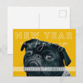 Nieuw jaar nieuwe startende kalligrafie foto briefkaart (Voorkant / Achterkant)