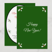 Nieuw jaar Open House Green Holly Red Berries Kaart (Voorkant / Achterkant)