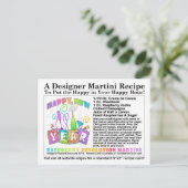 Nieuw jaar Raspberry Resolution Martini Recept Briefkaart (Staand voorkant)
