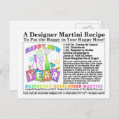 Nieuw jaar Raspberry Resolution Martini Recept Briefkaart (Voorkant / Achterkant)