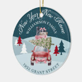 Nieuw jaar: Rode Retro auto auto's Keramisch Ornament (Links)