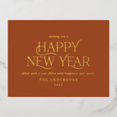 Nieuw jaar roest elegant moderne traditionele folie feestdagen briefkaart (Voorkant)