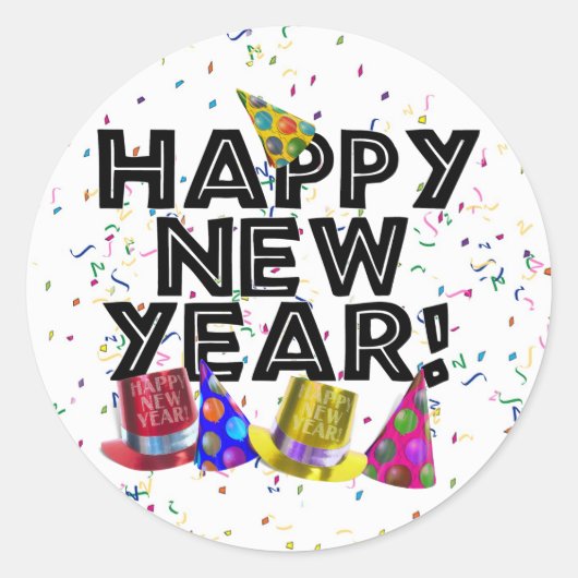 NIEUW JAAR! RONDE STICKER (Voorkant)